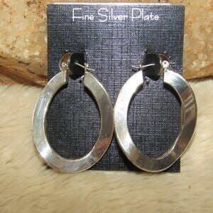 Cellini Silver Plate Hoop Earrings